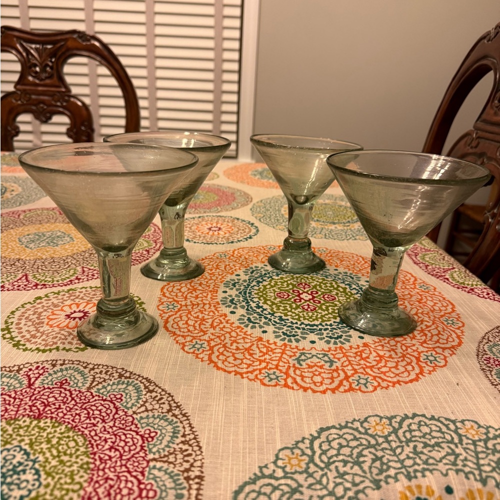 GORGEOUS NWT Aztecas Design, Inc hand blown Margarita glasses - set of 4